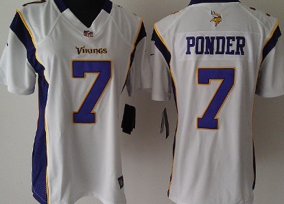 Minnesota Vikings 7 Christian Ponder White Game Womens Team Nike Jerseys